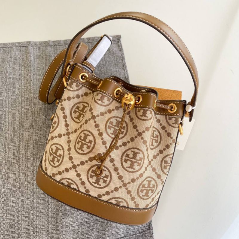 Tas Tory Burch Bucket Bag Monogram New Original