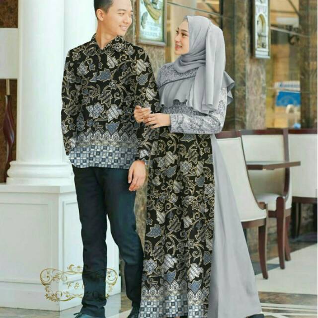 ( BISA COD )Baju Gamis Batik Couple Syari Couple ALAZKA Couple Keluarga | Baju Muslim Lebaran