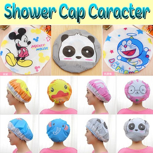 Shower Cap Karakter Penutup Kepala Anti Air Motif Kartun Shower cap