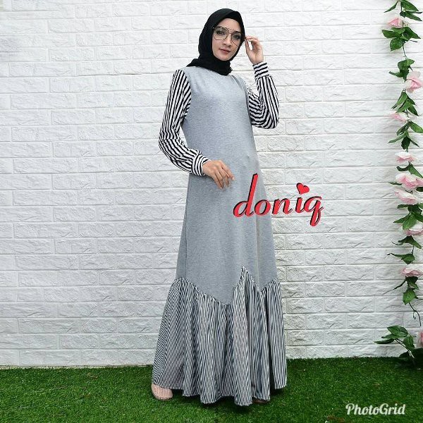 Baju Original Doniq Maxi Dress Muslim Modern Panjang Hijab Fashion Perempuan Casual Gamis Pakaian