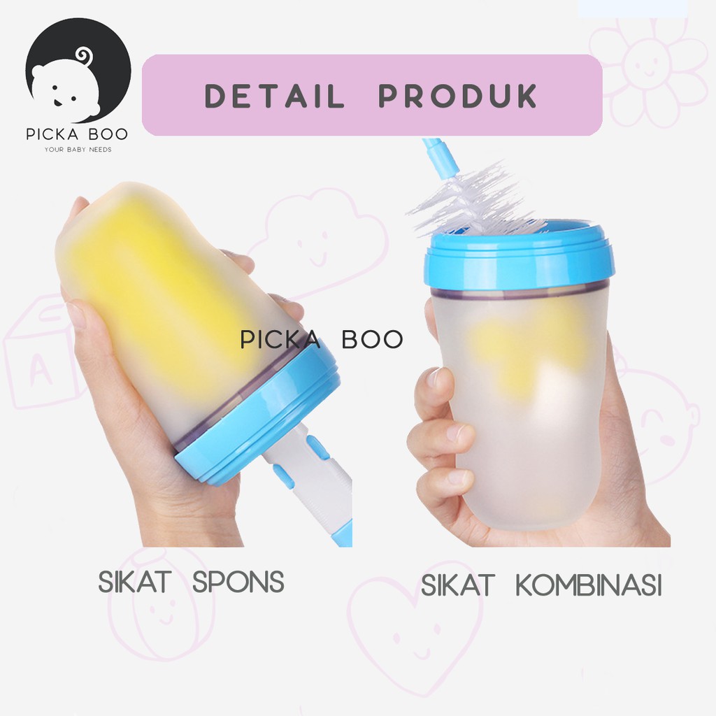 PICKA BOO Sikat Sponge Pembersih Dot Botol Bayi 1 Set 6pcs