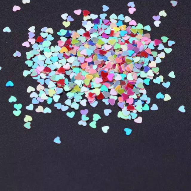 500pcs/kantong sequin nail art decoration bentuk love mix colour