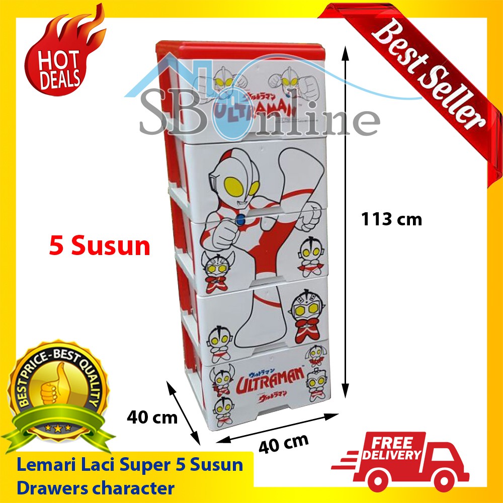 Lemari Laci Plastik Super Quality 5 Susun Karakter