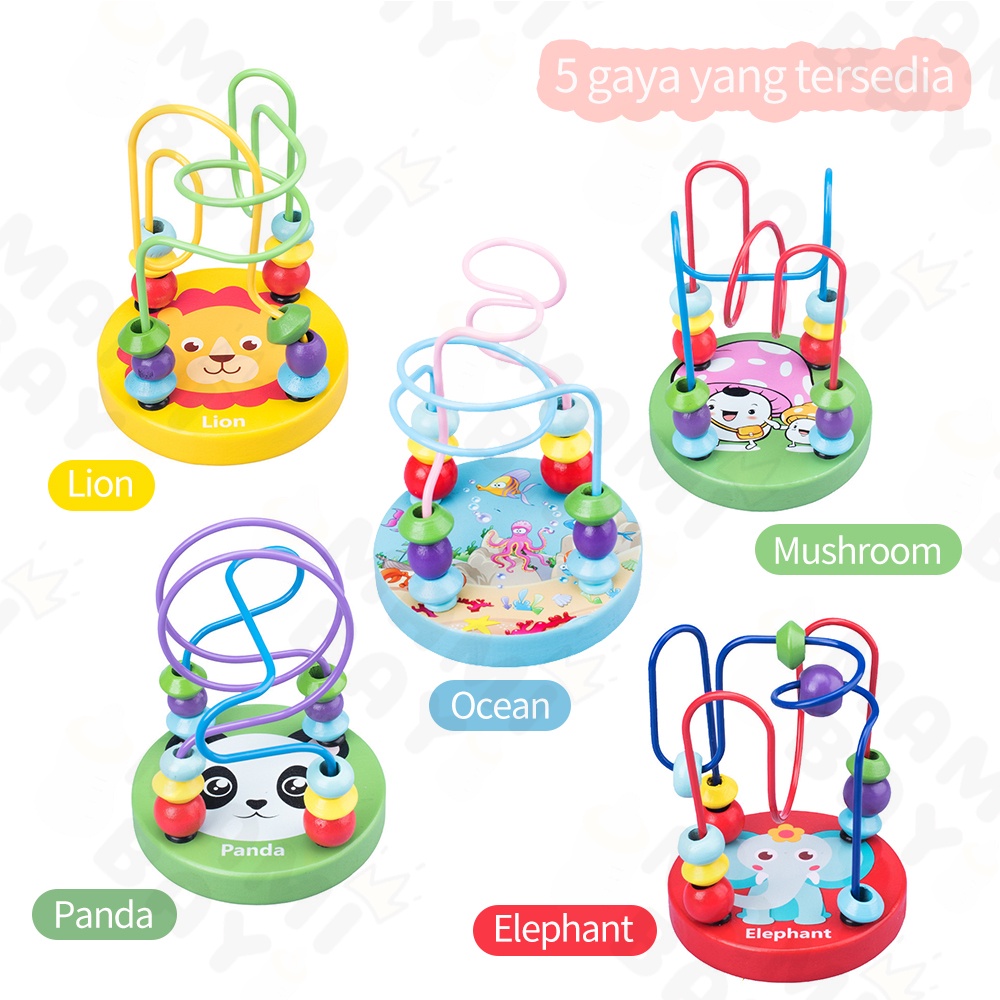 Mamibayi Mini Round Beads mainan montessori edukasi anak bayi Wooden Toys