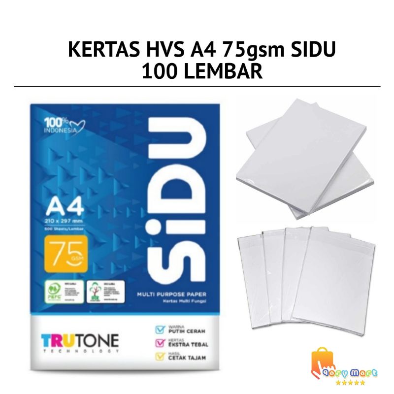 Jual Kertas A4 75 Gsm 100 Lembar Sidu Indonesia Shopee Indonesia