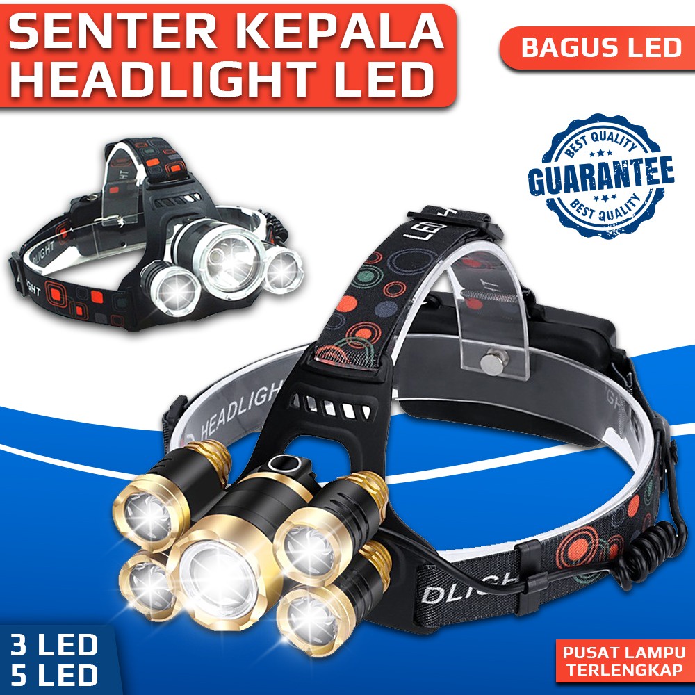 [COD] Senter Kepala Headlight LED Murah High Quality Free Battery dan Charger