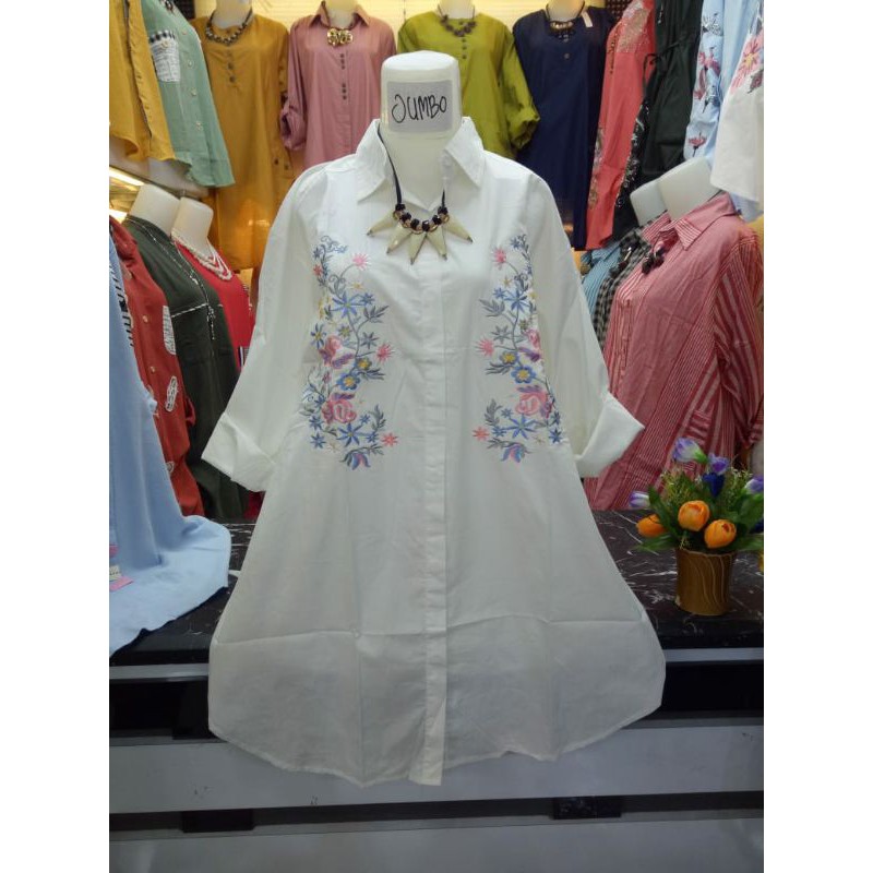 Tunik Jumbo Bordir Motif Bunga Wanita