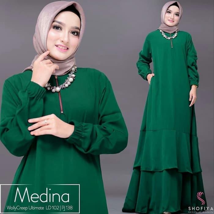 BAJU GAMIS POLOS MEDINA MAXI - Maroon
