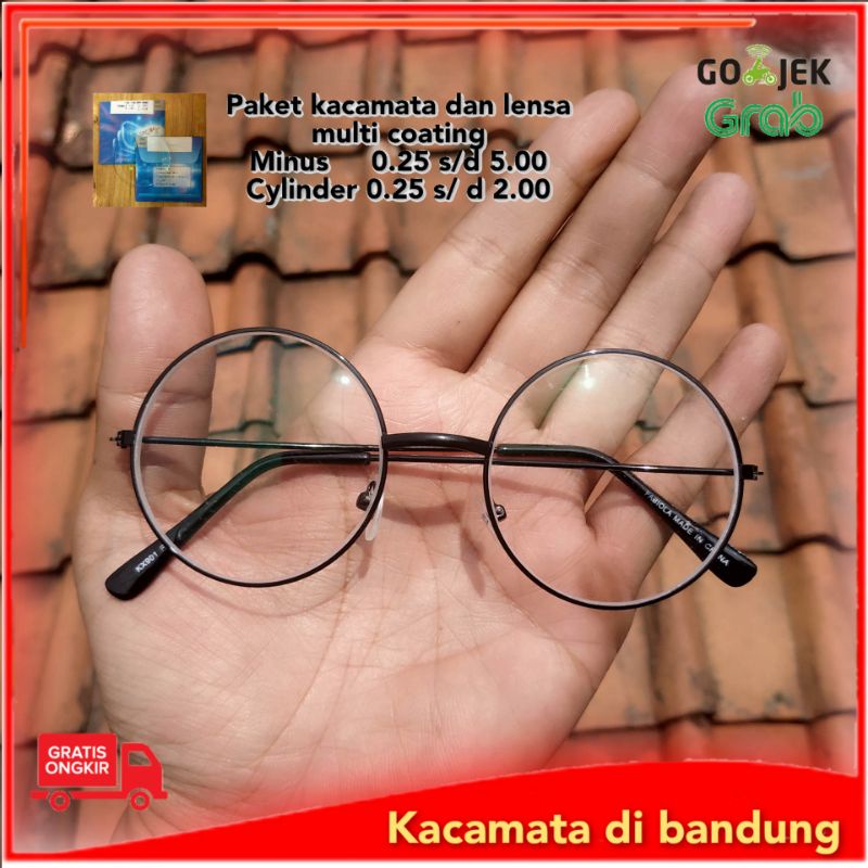 kacamata bulat metal lensa minus multi coating