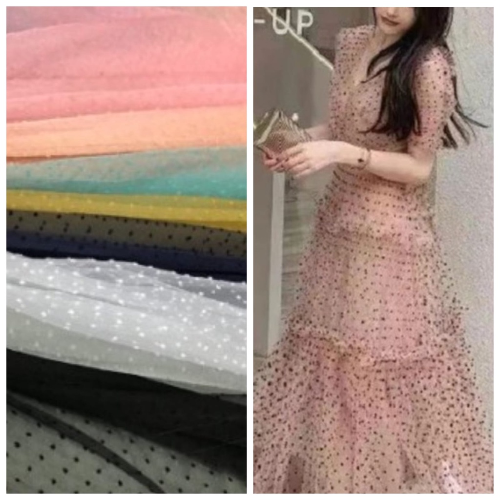 Rubiah Organza Tile Polkadot Kain