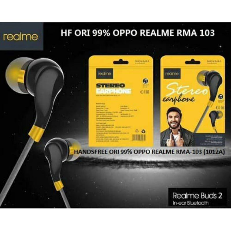 Headset REALME BUDS 2 / BUDS 2 PLUS  RMA103 / RM 103 / RM-103 Stereo Earphone