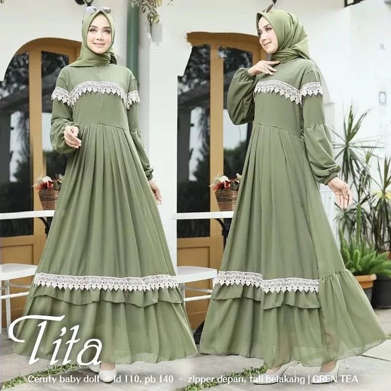 DRESS MUSLIM, baju wanita, baju gamis, dress, gamis, Baju gamis, fashion wanita, Tita Dress B