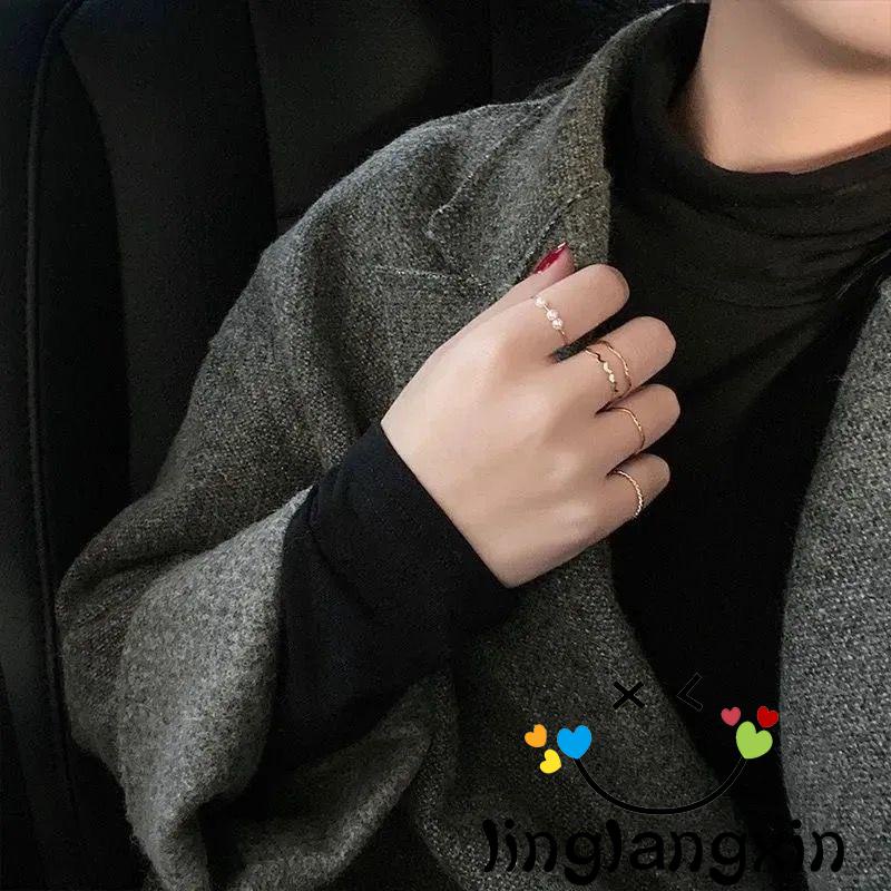 Llx-set Cincin Terbuka Desain Geometri Gaya Minimalis Untuk Wanita