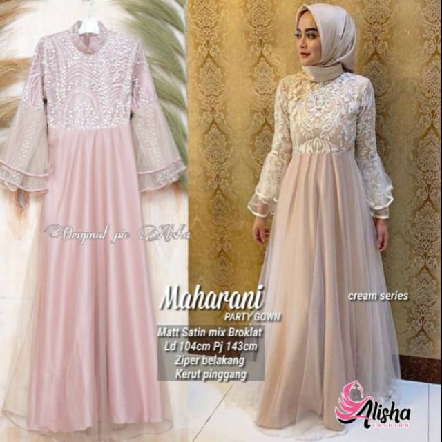 Maharani / dress brokat brukat mix tile / dress kondangan