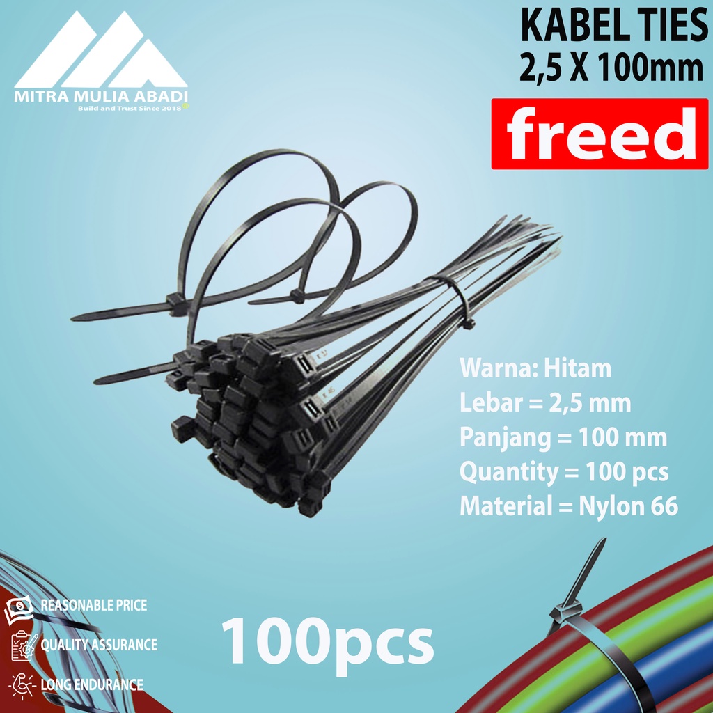 Kabel Ties 10cm isi 100pcs - Hitam