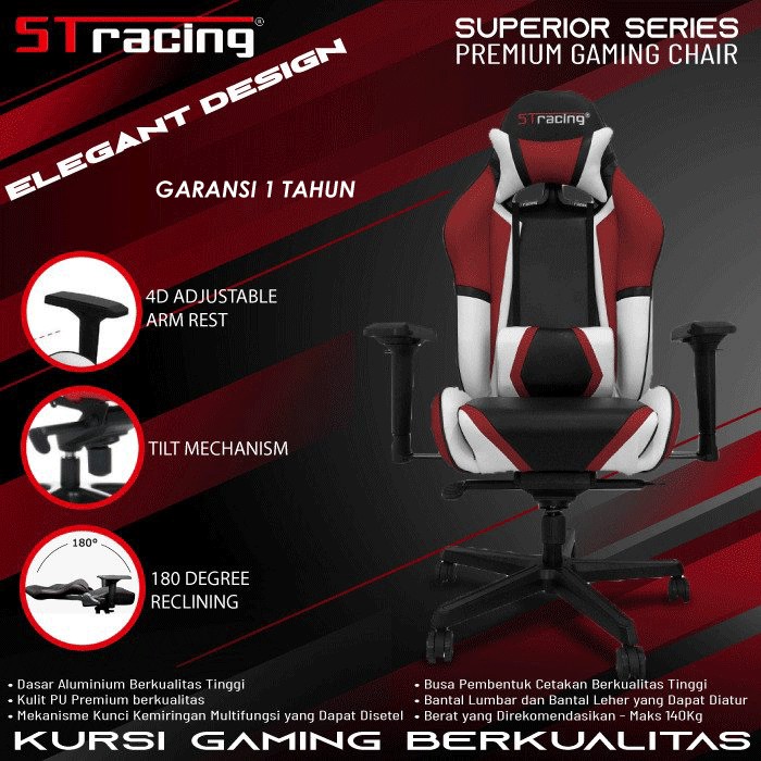 KURSI GAMING KURSI GAMERS BANGKU GAMING CHAIR KURSI GAMERS KOMPUTER ST RACING ERGONOMIS MURAH A13