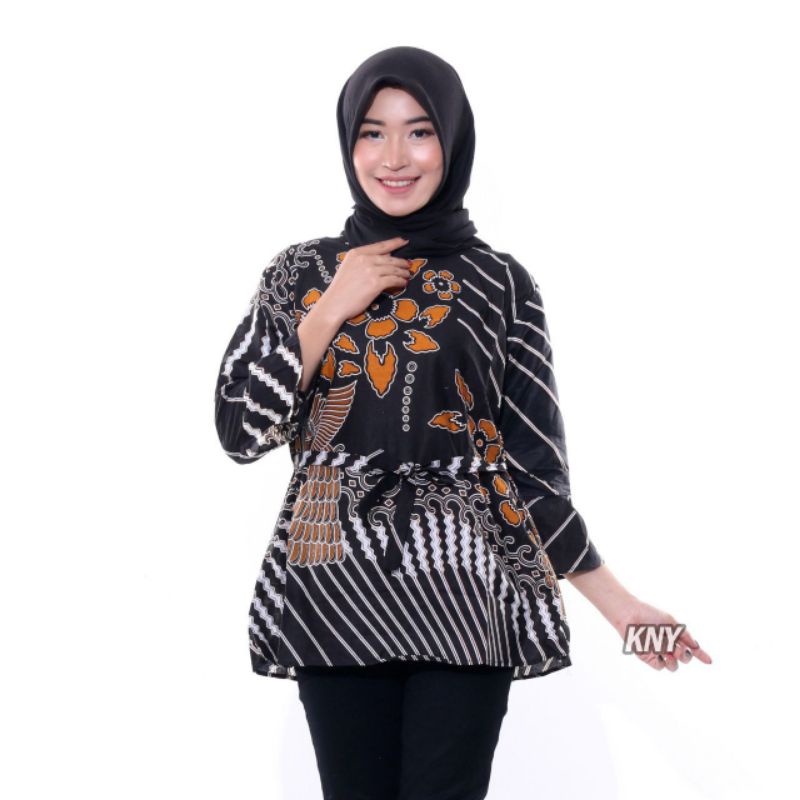 Bisa COD - Baju Batik Wanita Modern Blus Batik Kerja Cewek Remaja Dewasa Lengan 3/4 2022 SM008