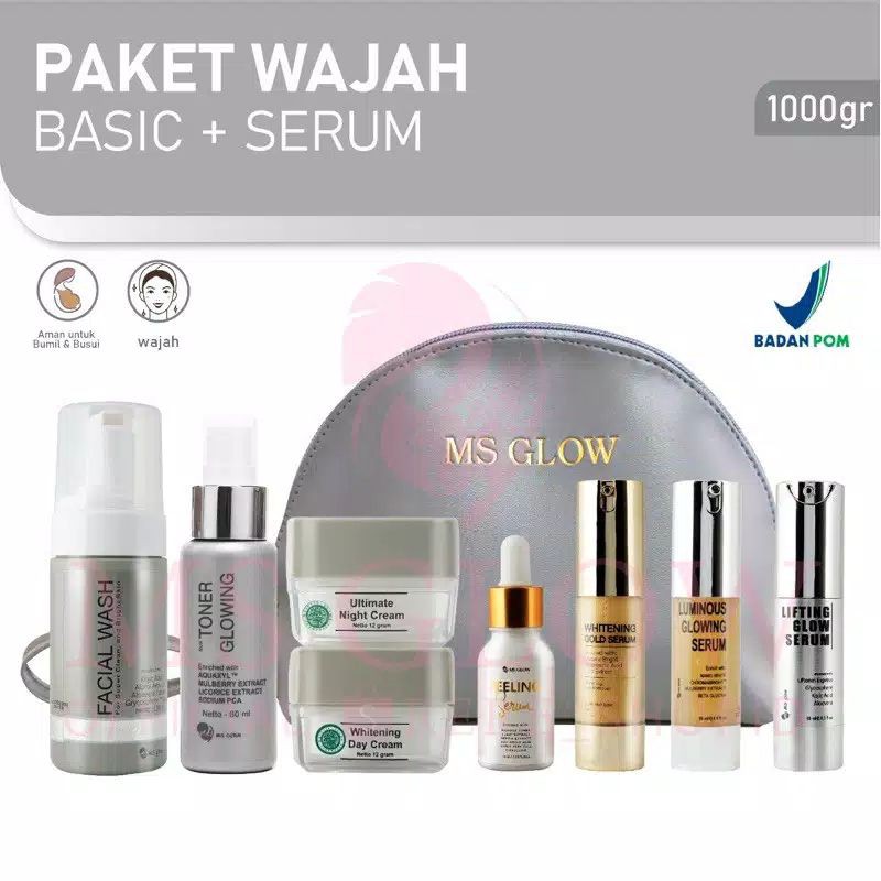 MS GLOW ALL PAKET WAJAH / WHITENING SERIES / ACNE SERIES / ORIGINAL 100%