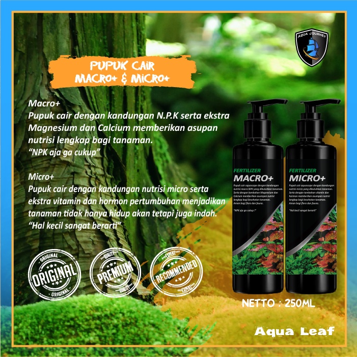 Pupuk Cair Aqua Leaf Aquascape Macro Micro Makro Mikro 250ml Liquid Fertilizer Tanaman Air Pump