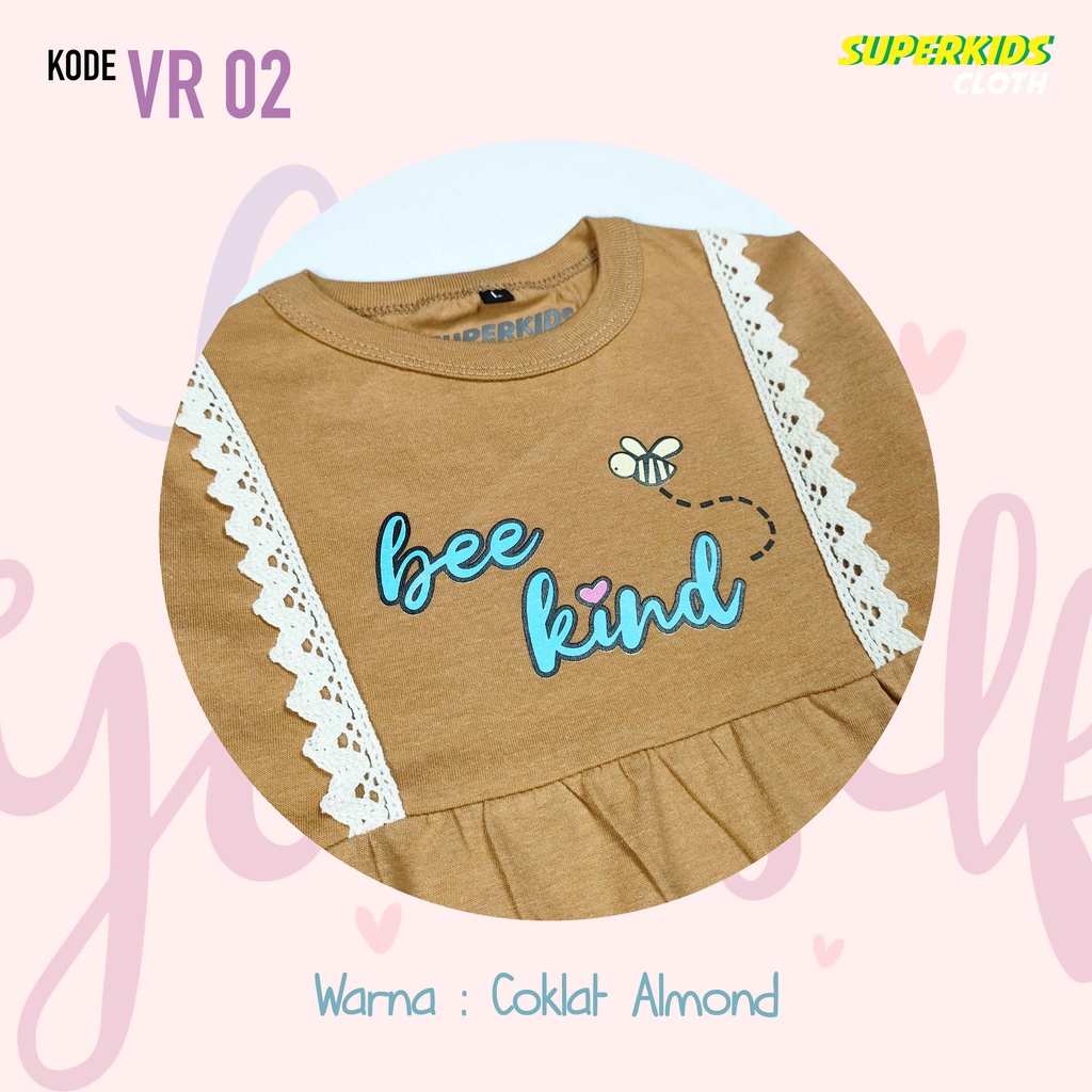 BAJU ANAK PEREMPUAN / KAOS ANAK PEREMPUAN / PAKAIAN ANAK CEWEK KAOS ANAK CEWEK LENGAN PANJANG VARIASI RAMPEL RUFFLE RENDA COKLAT ALMOND KIND ECER GROSIR BRAND SUPERKSIDCLOTH 1 - 11 TAHUN