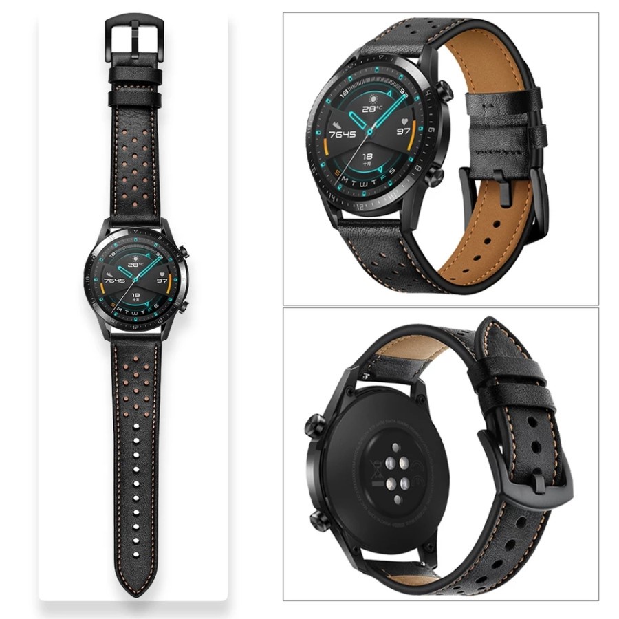 STRAP  TALI JAM TANGAN - RUBBER STYLE LEATHER BINTIK 22MM - FOR BAND HUAWEI GT 2 46 MM WATCH