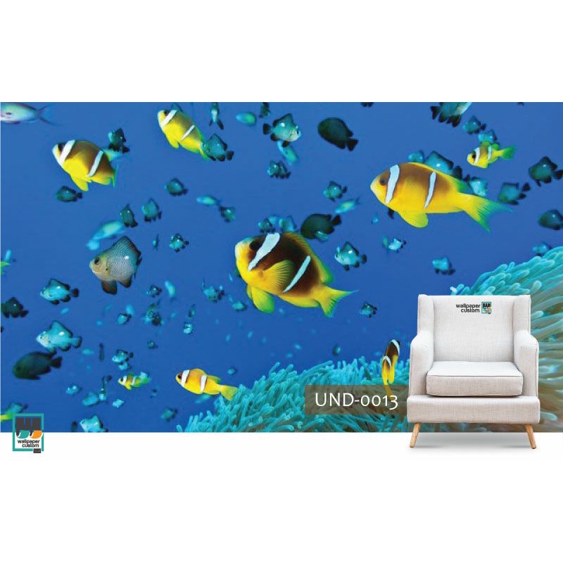 Wallpaper Dinding 3D Custom Alam Dunia Laut Biru (UND-0013)