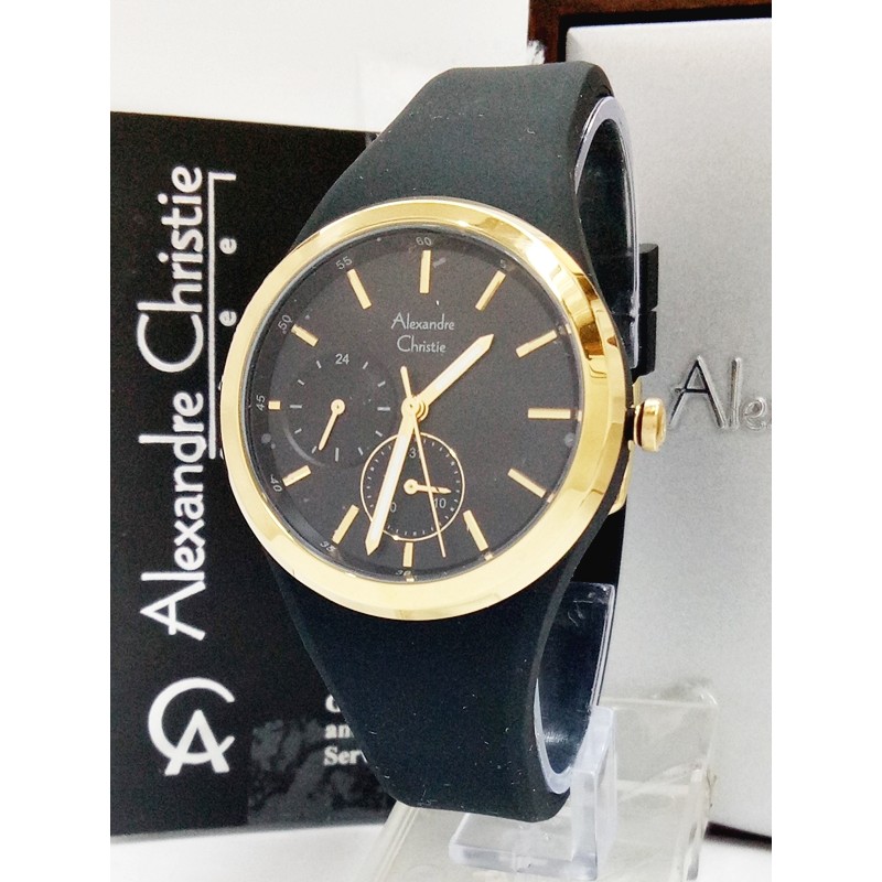 Jam Tangan Wanita Alexandre Christie AC 2663 BF BLGD Rubber Original