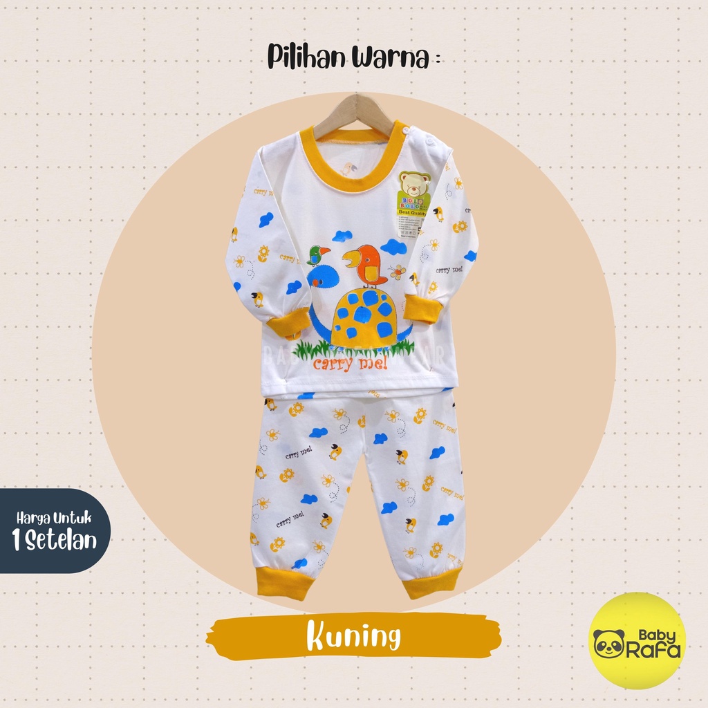 Setelan Piyama Baju Bayi Panjang 3 - 18 Bulan merk Bolo - Bolo SNI motif Kura - Kura