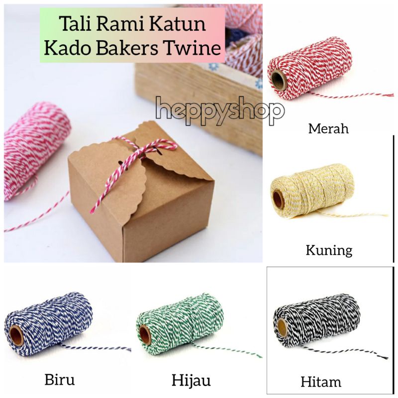 

Tali Rami Katun Kado Bakers Twine Merah Christmas
