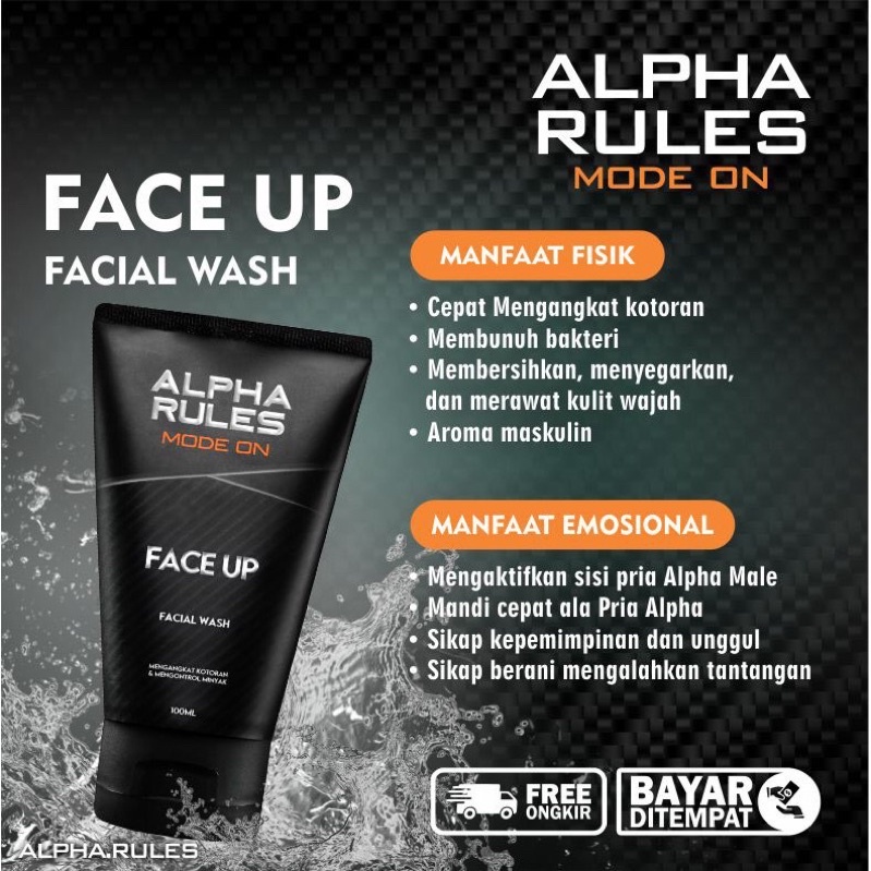 Sabun Muka Alpha Rules Face Up Pria Sabun Wajah Facial Wash Alpharules Original Premium 100ml Alpharules