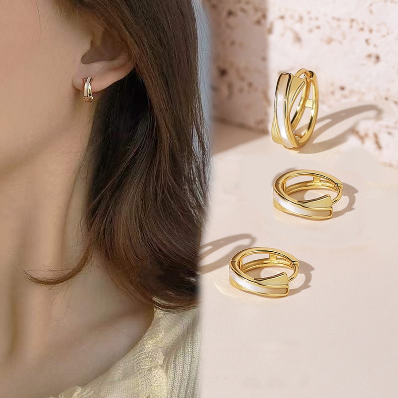 Anting Bentuk Geometris Silang Gaya Retro Perancis Untuk Wanita