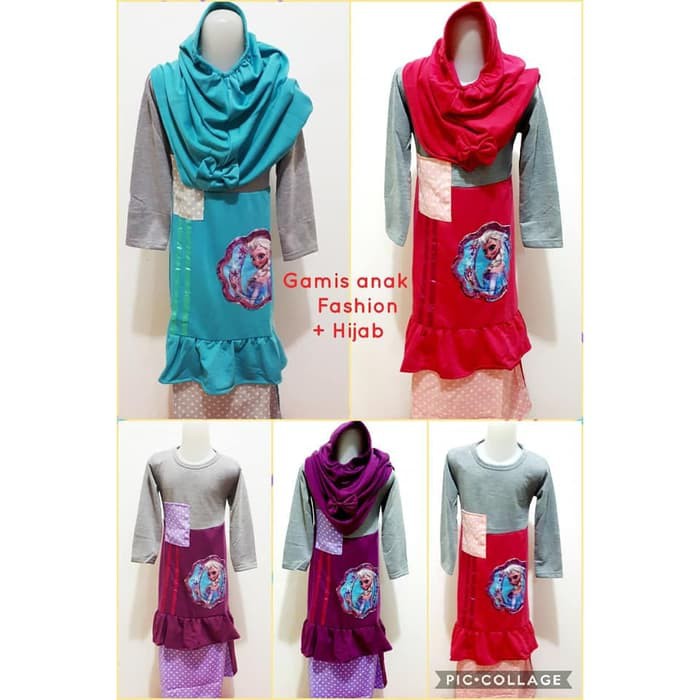 [ Fashion Muslim ] Keluaran Terbaru.. Gamis Anak Kid Syari Mir FW303  Frozen / Baju Muslim Perempua