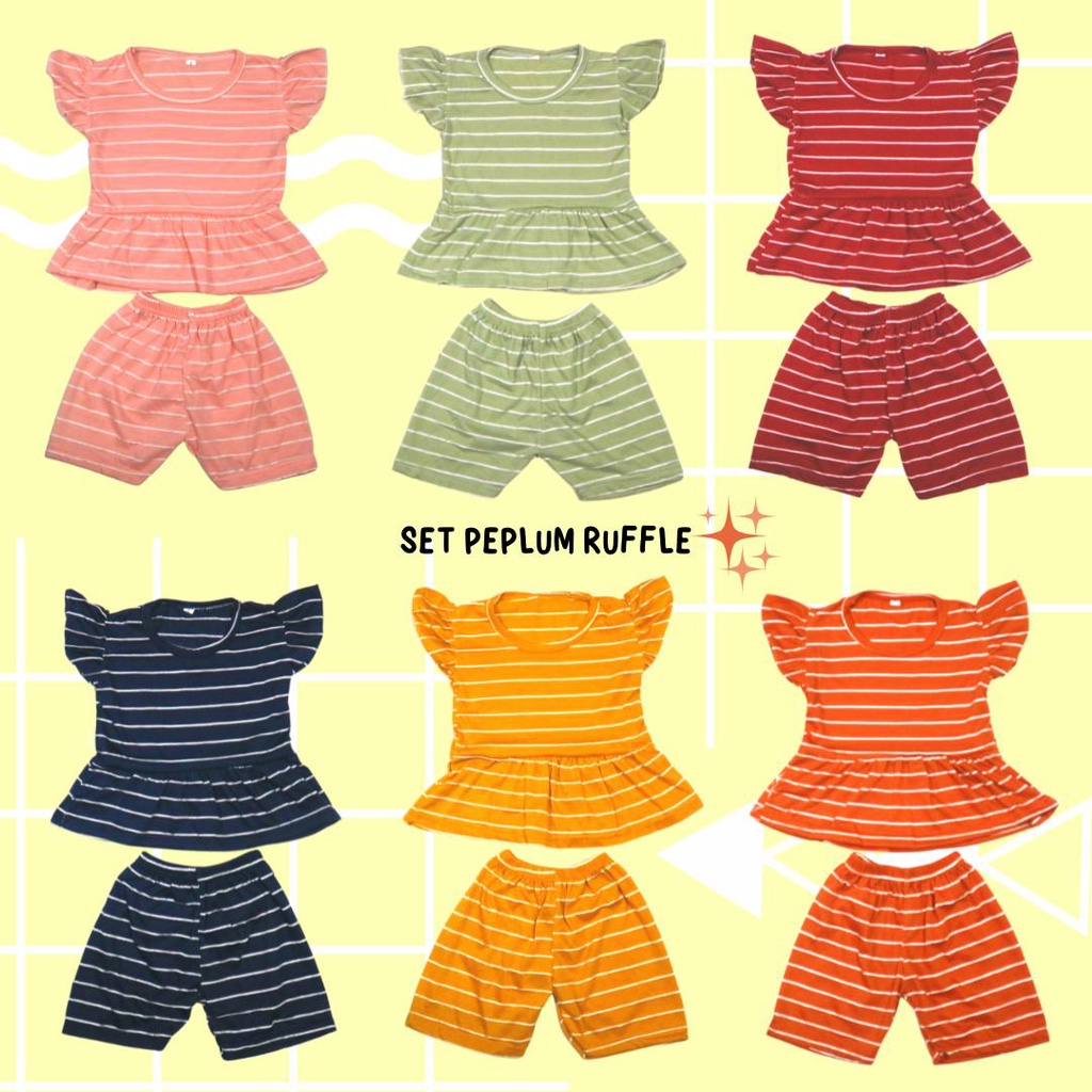 BabynKids - SET RUFFLE ANAK PEREMPUAN / SET RUFFLE PEPLUM ANAK / SETELAN ANAK PEREMPUAN 0-5 TAHUN