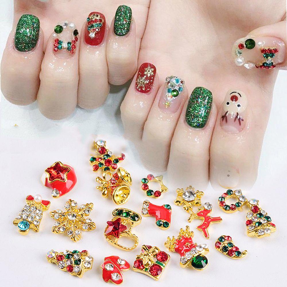 Mxbeauty Glitter Berlian Imitasi Bentuk Santa Claus / Snowman / Pohon Natal 3D Untuk Dekorasi Nail Art DIY