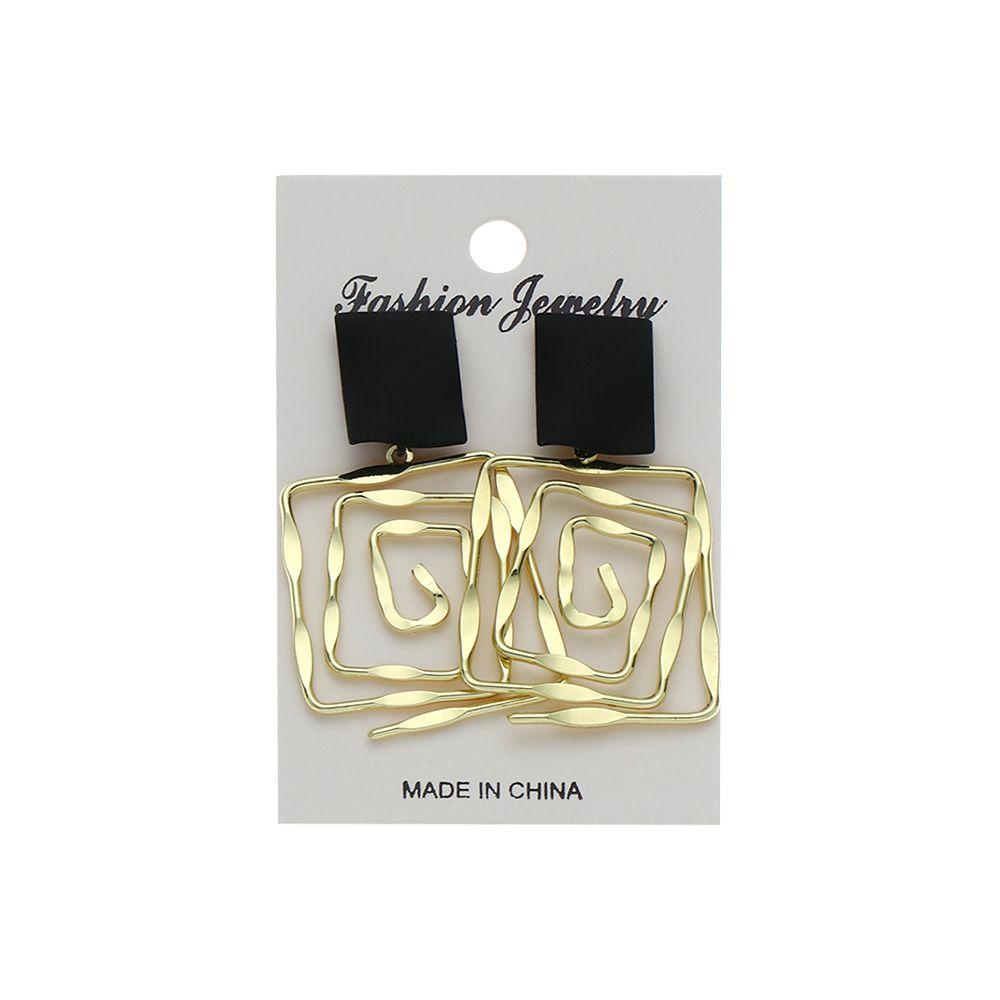 Solighter 1pasang Anting Spiral Geometris Kreatif Pesta Pernikahan Wanita Gadis Alloy Metal Maze