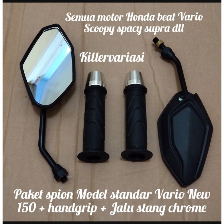 promo paket spion standar Vario 150 + handgrip standar Honda + Jalu stang chrome beat Vario Scoopy supra dll all motor Honda harga sepaket sesuai foto