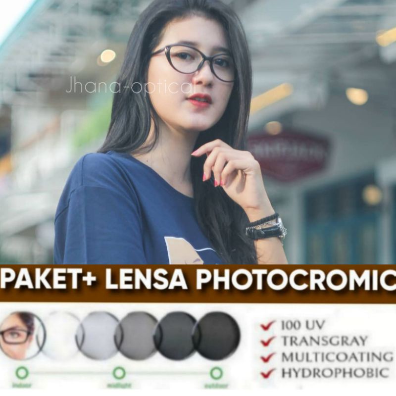 PAKET PHOTOCROMIC Kacamata Minus Cat Eye Kacamata Wanita Kacamata Anti