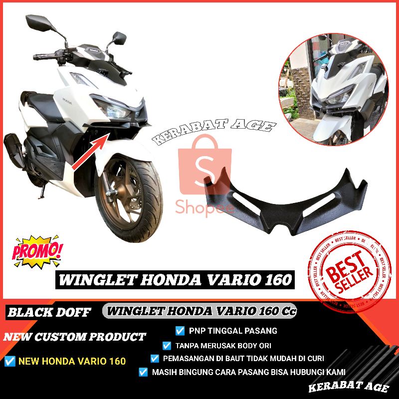 Aksesoris WINGLET HONDA VARIO 160 Cc New Custom Black Doff