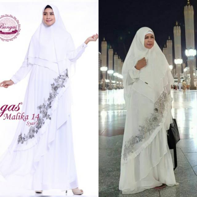MALIKA SYARI KHUSUS HITAM PUTIH BY BUNGAS... GAMIS UMROH TERBARU