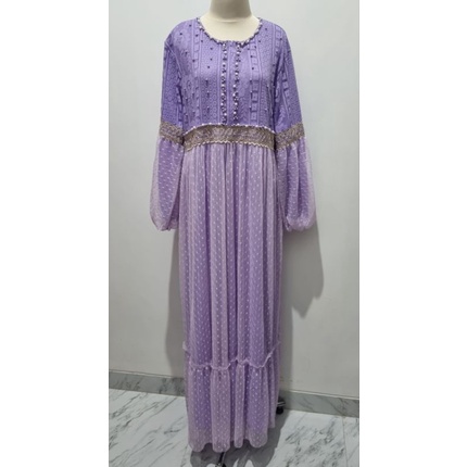 Sparkle Dress Gamis Lebaran Lilac Lengan Balon By uptofemale