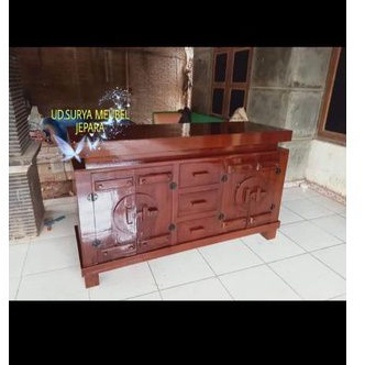Meja konsol tv bufet bufed LCD meja tv model kuno klasik kayu jati