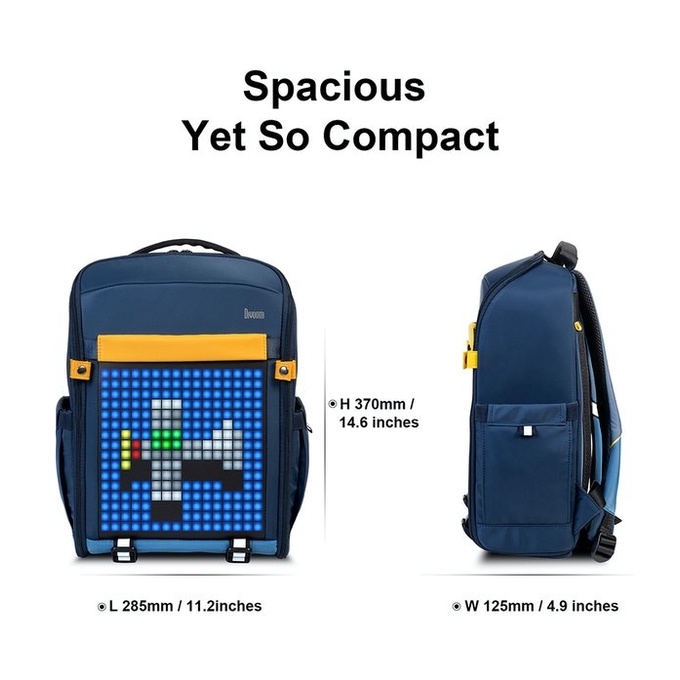 Divoom Pixoo S Backpack Men 14.6 Inch RGB LED Screen Travel Blue - Garansi Resmi Divoom Indonesia 1 Tahun