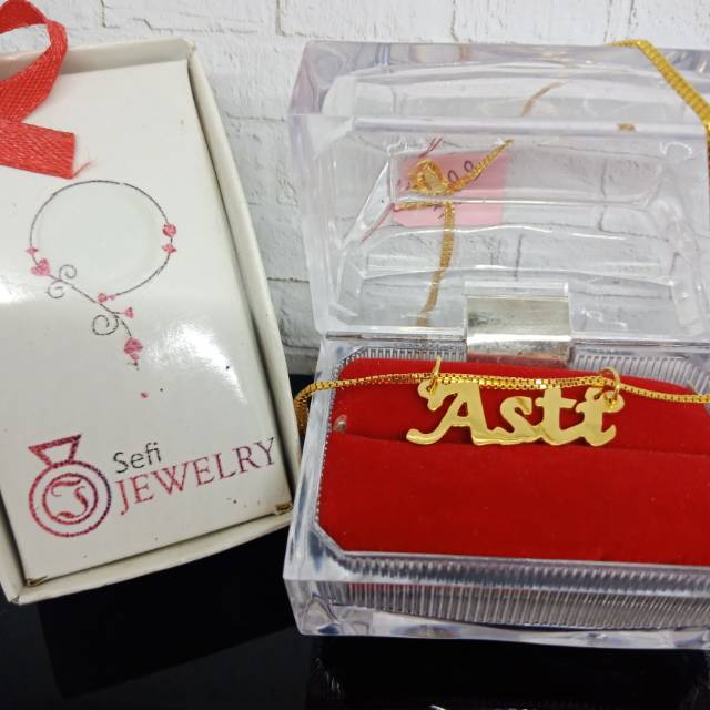 Kalung Emas Asli Ukir Nama Emas Tengahan Free Custom Nama /Kado Pacar /Kado Istri /Kado Pernikahan