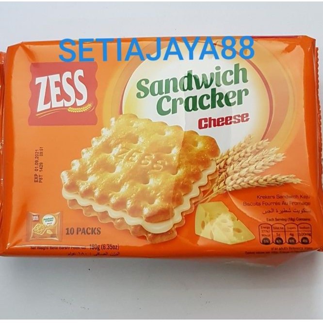 

BISKUIT ZESS SANDWICH CRACKER CHEESE 180 GRAM ISI 10 PACKS