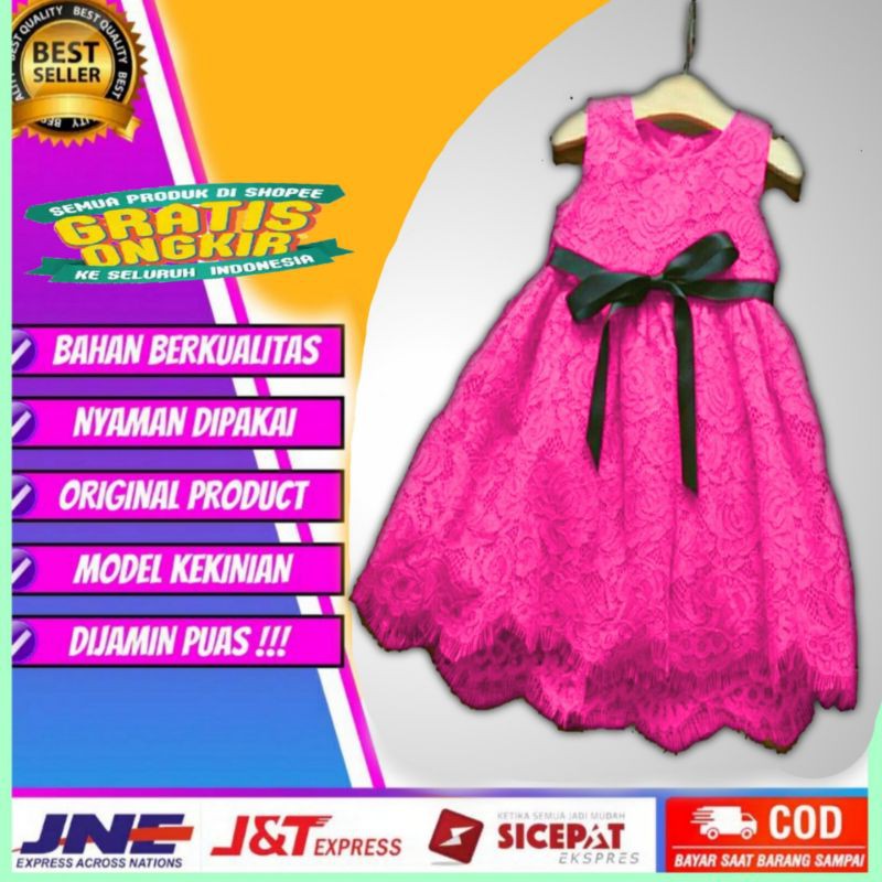 Baju Dress Gaun Natal Dan Acara Pernikahan Anak Cewe Cewek Perempuan Umur 2 3 4 Tahun IMPORT KOREAN