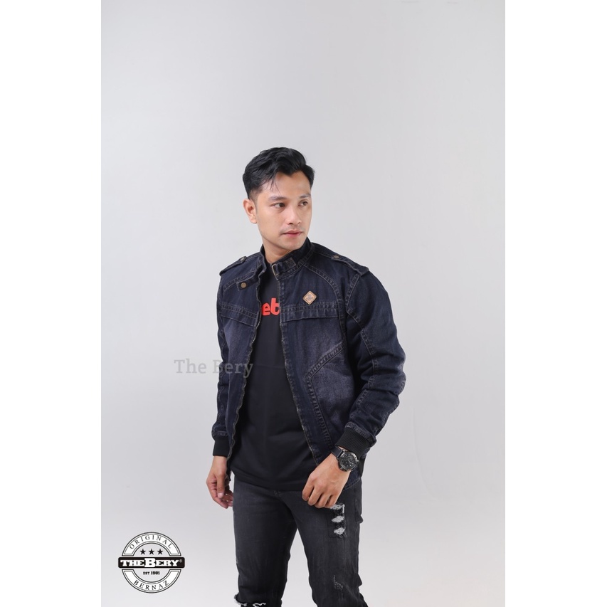 TURUN HARGA ! Jaket Jeans Pria Logo Kulit Scoder The Berry - Jaket Denim Pundak Terlaris - Jaket Cowok Terbaru - Jaket Denim Termurah