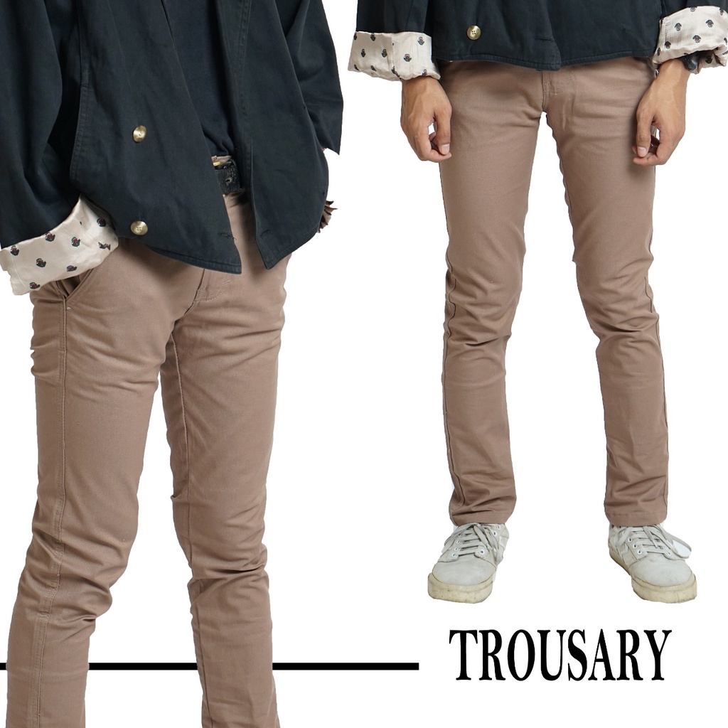 Trousary Celana Chino/ Chinos/ Cino Panjang Pria Big Size Slimfit Bahan Strech/Melar Warna Olive