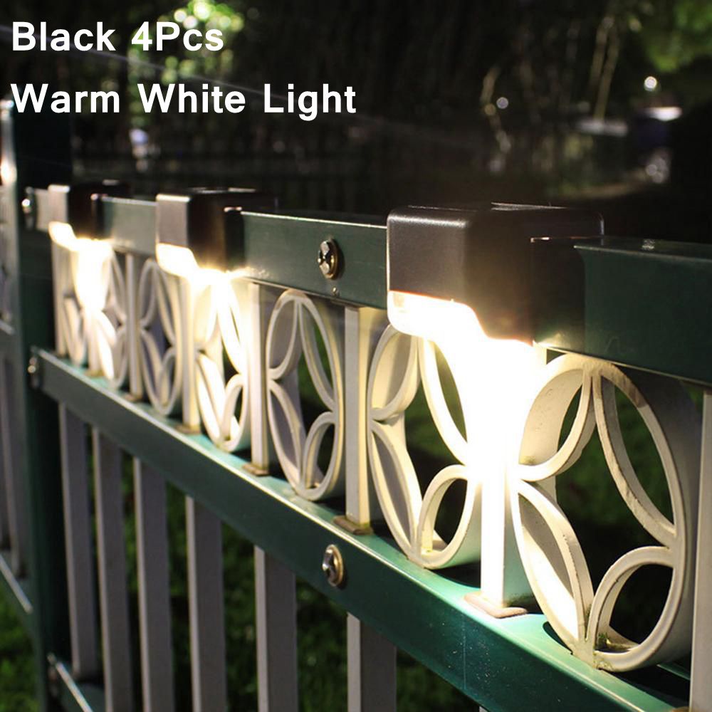 Lampu Pagar Lampu Tangga Taman (Harga untuk 4pcs) Lampu Siku taman Tenaga Surya VKTECH Lampu Solar Waterproof IP65 Warm White 4 PCS LED Solar Lamp Path Stair Outdoor Waterproof Wall Light Garden Landscape Step Deck Lights Balcony Fence Solar Lights