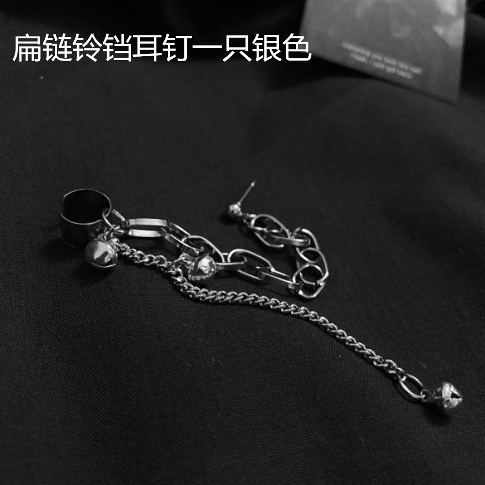 【COD Tangding】1PC Tide Bells Chain Tassel Earring with Earclip Cool Girl Fashion Accessory