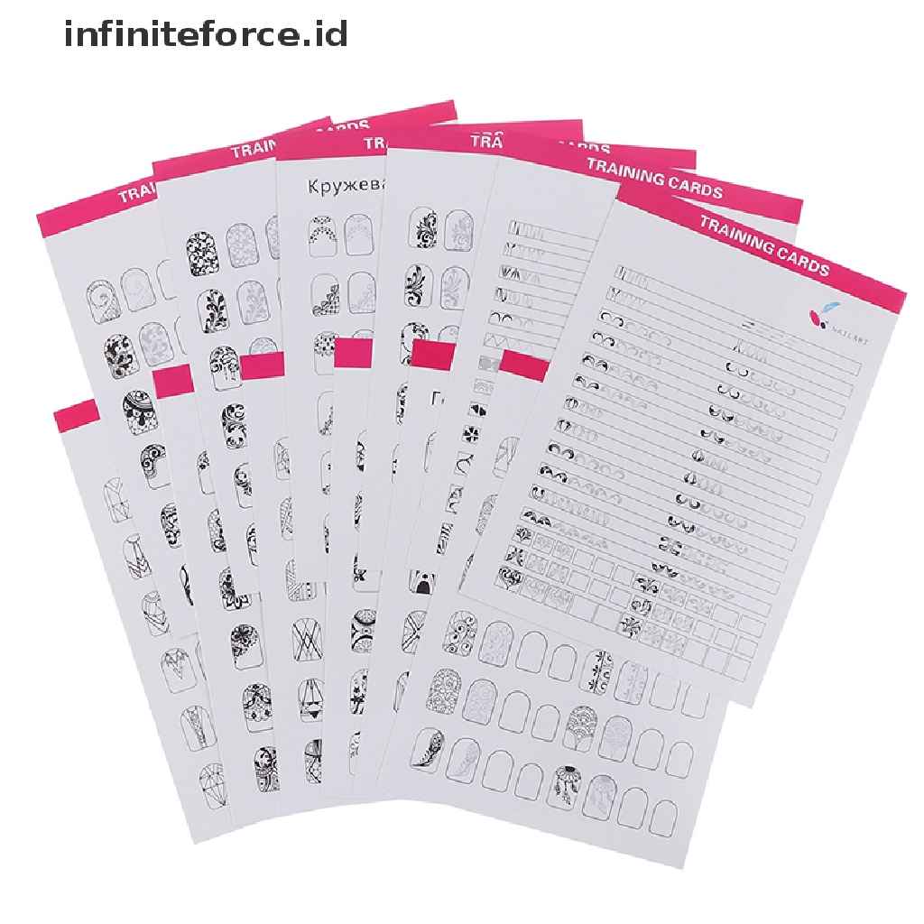 Infiniteforce.id 12 Lembar / Set Buku Latihan Menggambar Garis Untuk Nail Art